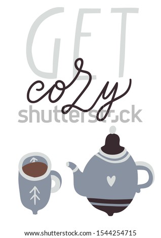 Soft colored winter hugge illustration. Card, poster, print, sticker design. Scrapbook collection
