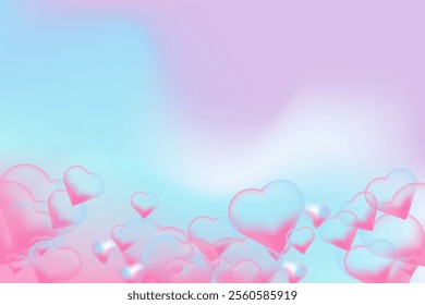  A soft colorful background glowing heart is the central focus of the image. Smooth heart pattern and gradients in the heart and background enhance the soft, emotional tone, symbolizing love