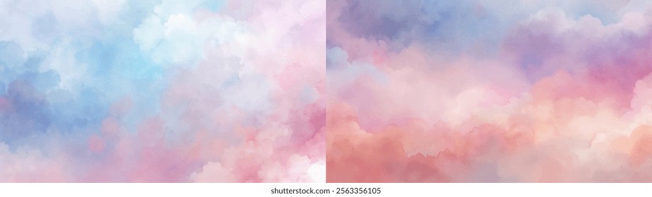 Soft, colorful clouds merge beautifully, offering a tranquil and artistic backdrop for various projects.