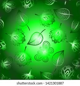 Soft colorful gradient abstract background with leaves and flowers. Blurred design template with empty space for text.