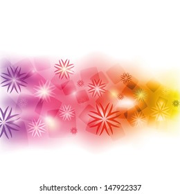 Soft colorful multicolor stripe with flower and geometric elements on a white background. Vector pattern.