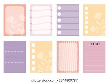 Soft colorful weekly planner stickers set for agenda, notebook, diary. A5 format. 