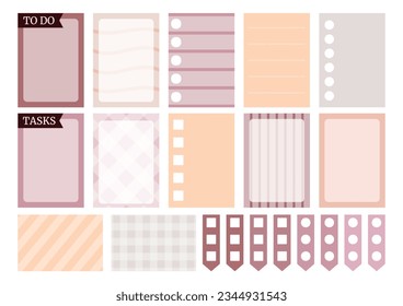 Soft colorful weekly planner stickers set with flowers silhouette for agenda, notebook, diary. A5 format. 