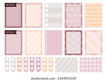 Soft colorful weekly planner stickers set with flowers silhouette for agenda, notebook, diary. A5 format. 
