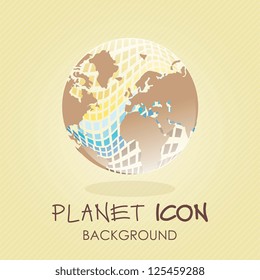 Soft colors planet formed by squares. With all continents.Vector illustration