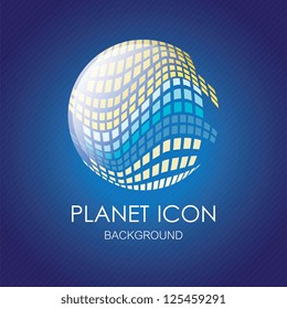 Soft colors planet formed by squares. With crystal effect.Vector illustration