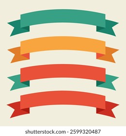Soft colors ribbons set, Ribbon elements set. Starburst label. Vintage. Various simple ribbon frame set