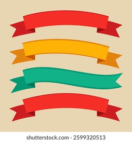 Soft colors ribbons set, Ribbon elements set. Starburst label. Vintage. Various simple ribbon frame set