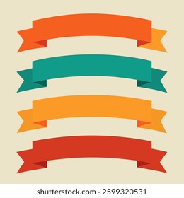 Soft colors ribbons set, Ribbon elements set. Starburst label. Vintage. Various simple ribbon frame set