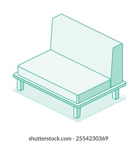 Soft and comfortable chair isolated on white background. Vector illustration. Outline style.