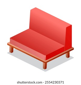 Soft and comfortable red chair isolated on white background. Vector illustration.