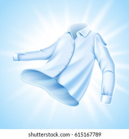 soft comfortable shirt with light shining on it, isolated light blue background 3d illustration