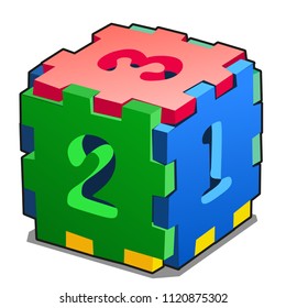 Soft constructor for children with numbers isolated on white background. Vector cartoon close-up illustration.