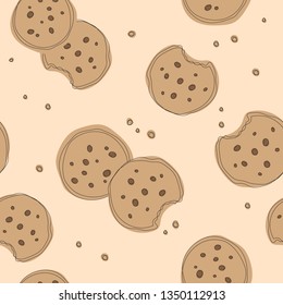 Soft cookie pattern. Simple cute cookie flat vector seamless pattern. Background for gift wrapping paper, fabric, clothes, textile, surface textures, scrapbook. 