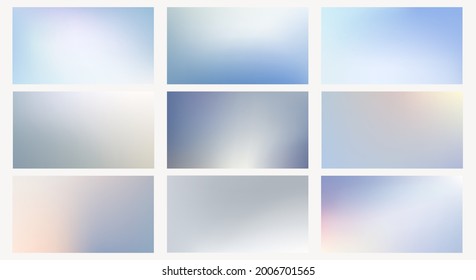 Soft cool color gradient backgrounds. Modern screen vector design for mobile app. Pastel gradients. Trendy soft color style, template design, business infographic, social media, UX, UI.