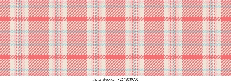 Soft coral and cream plaid pattern, perfect for textile design, fashion, or home decor projects.