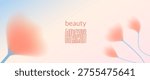 Soft coral gradient in blur flower forms for beauty packaging. Gentle blur on poppy blooms with delicate gradation. Dreamy vector background with ethereal flower and translucent tulip haze.