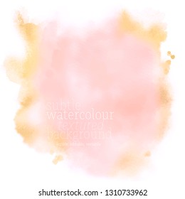 Soft Coral Pink Watercolor Splash With Gold Accent. 