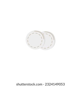 Soft cosmetic cotton pads flat vector illustration isolated on white background. Non-irritating skin care pads made of natural biodegradable materials.