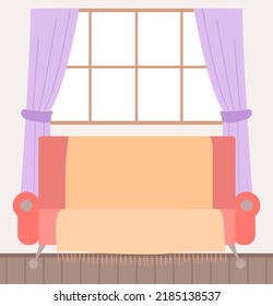 Soft couch. Leisure furniture. Sofa or divan. Arrangement of furniture and layout premises. Living room interior design sofa element. Comfortable lounge. Modern model of settee icon. Luxury divan