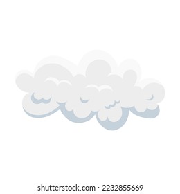 soft cozy White fluffy cloud in sky flat vector illustration of different shape, heaven symbol isolated on blue background. Weather, nature