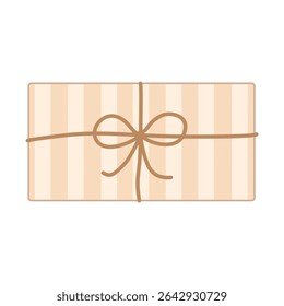 soft cream envelope or gift box vector with vertical stripe pattern and small ribbon for vintage theme