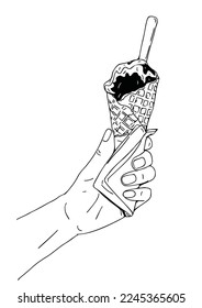 Soft cream Ice cream Sweet menu Hand drawn Line art Illustration