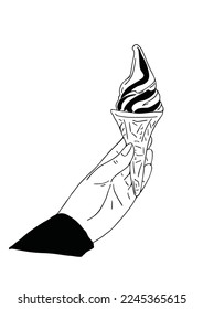 Soft cream Ice cream Sweet menu Hand drawn Line art Illustration
