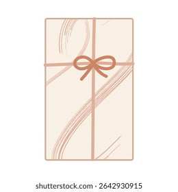soft cream striped envelope or gift box vector with small ribbon for vintage and valentine theme