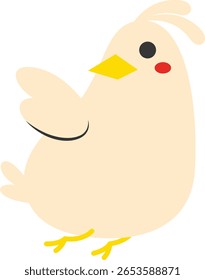 Soft cream-colored dove illustration with red cheeks and yellow beak, suitable for gentle designs, romantic elements, or peace-themed compositions.