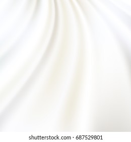 Soft creamy horizontal background. Light beige creamy satin swirl. Vector illustration for your graphic design.