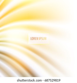 Soft creamy horizontal background. Light yellow creamy satin swirl. Vector illustration for your graphic design.