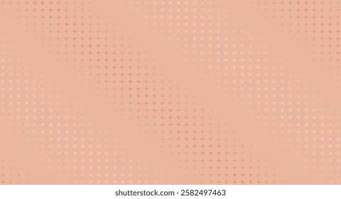 Soft cross pattern. Pattern features a series of overlapping crosses in varying shades of coral against a soft peach background.