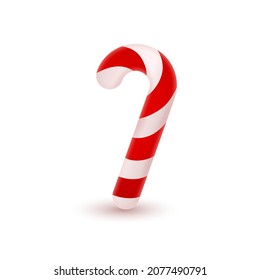 Soft crossed candy cane with red and white stripes and shadow. Christmas vector illustration for postcard, business card, decor, design, arts, party, sale, advertising.