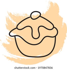 Bolinho macio com esmalte no topo, ilustração ícone, vetor no fundo branco