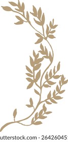 A soft, curved branch of neutral-toned leaves—perfect for modern botanical compositions, logo elements, or elegant decorative frames.