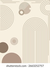 Curvas suaves em bege criam uma vibração calma e elegante. Ótimo para embalagens, marcas e artigos de papelaria. Perfeito para designers de estilo de vida e produtos premium. Arquivo vetorial, 300 DPI.