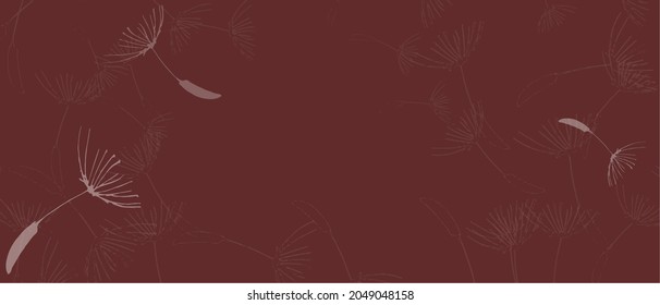 Semillas suaves de Dandelion sobre un fondo oscuro.  Ilustración digital para impresiones, arte mural, portada y tarjetas de invitación. Vector modificable.