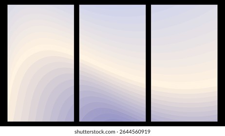 Gradientes de Amanhecer Suave: Misturas Onduladas Suaves de Branco Cremoso a Lavanda Pálida Ideal para Fundos Serenos, Arte Digital Limpa e Marca Minimalista Evocando Calma e Frescura