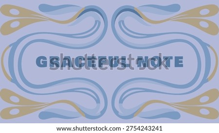 Soft decorative panel with graceful note text framed by flowing symmetrical ornament lines