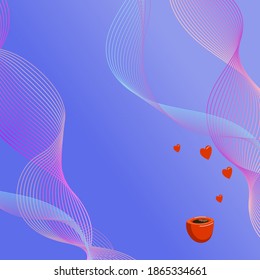 Soft , delicate purple, pink vector with cup of coffee. Abstract colorful illustration. Elegant background. Packaging design.