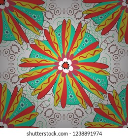 Soft design. Endless texture for wrapping, textiles, paper in white, yellow and red colors. Vector floral seamless pattern.