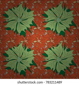 Soft design. Endless texture for wrapping, textiles, paper in neutral, green and orange colors. Vector floral seamless pattern.