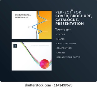 Soft design presentation template with colourful waves and lines. Abstract vector set of modern horizontal banners
