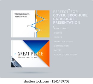Soft design presentation template with colourful waves and lines. Abstract vector set of modern horizontal banners