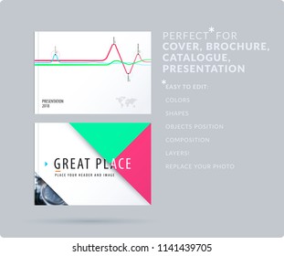 Soft design presentation template with colourful waves and lines. Abstract vector set of modern horizontal banners