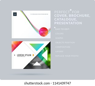 Soft design presentation template with colourful waves and lines. Abstract vector set of modern horizontal banners