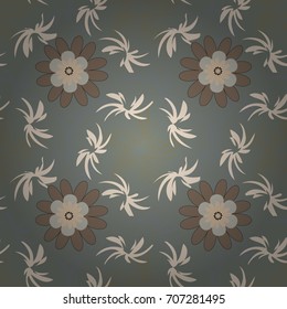 Soft design. Vector floral seamless pattern. Endless texture for wrapping, textiles, paper in beige, brown and green colors.