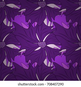 Soft design. Vector floral seamless pattern. Endless texture for wrapping, textiles, paper in brown, violet and purple colors.
