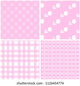 Soft different vector seamless patterns for wallpaper, web page background, texture.